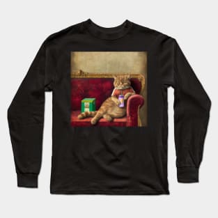 Ginger cat on a couch Long Sleeve T-Shirt